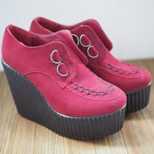 Burgundy Booties Wedge Shoes